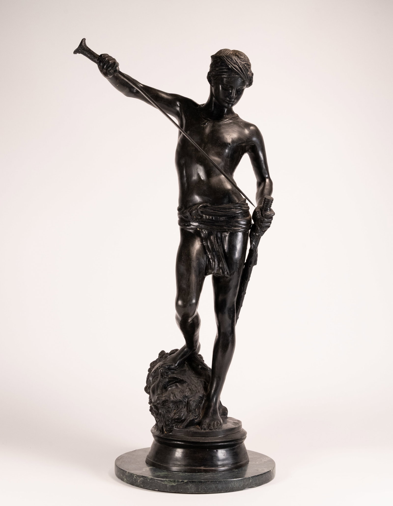 Antonin Mercie (French 1845-1916) David Slaying Goliath Bronze Statue (1 of 15)