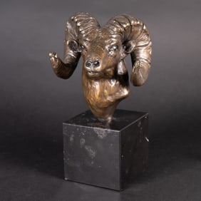 Curtis Zabel (American 1935-) " Big Horn" Bronze Sculpture Signed