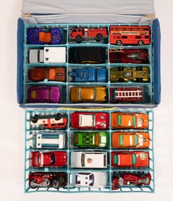 Lot Of Matchbox Corgi & Johnny Lightning Cars With Original 1971 MatchBox Carry Case No. 46