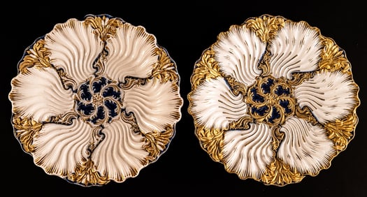Meissen German Porcelain Gilt Floral Charger 2Pcs