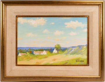 Anne Packard (American 1933-) Seascape Landscape Oil on Board Signed