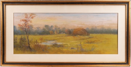 J Alden Weir (New York/Connecticuit 1852-1919) American Farm Landscape Signed