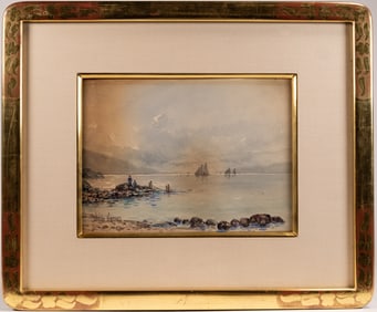 Childe Hassam (American 1859-1935)"Gloucester Harbor" Watercolor On Paper 1890 Signed