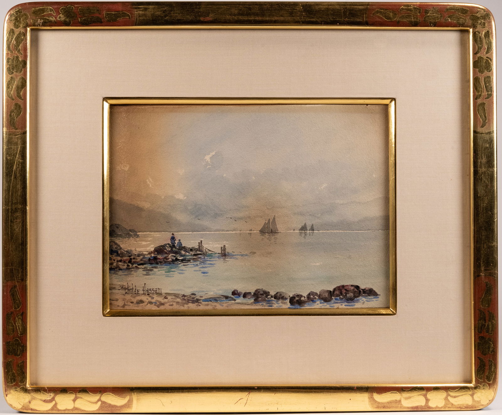 Childe Hassam (American 1859-1935)"Gloucester Harbor" Watercolor On Paper 1890 Signed (1 of 9)