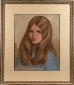 Alfredo Ramos Martinez (Mexican 1871-1946) Portrait Of Young Lady Pastel On Paper Signed