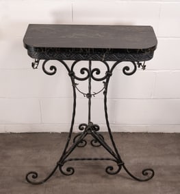 Oscar Bach Demilune Iron Marble Console Table