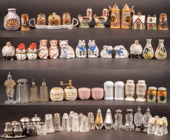 Large Salt & Pepper Shaker Collection Sterling ABCG Cut Glass Ceramic etc