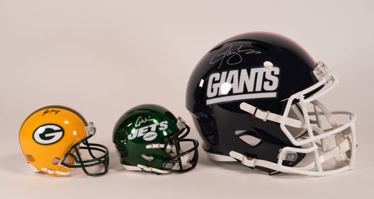 Certified Autographed NFL Helmet Collection Giants Jets Packers