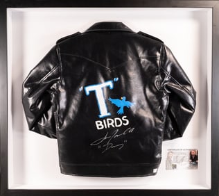 John Travolta Autographed Grease T-Birds Jacket Certified at Signing in Display
