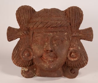 Pre Columbian Aztec Mayan Terracotta Mask
