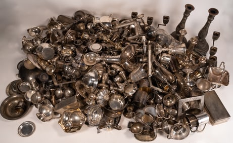 Sterling Silver Unsearched Assorted Tableware Lot Over 48 Kilograms 787Pcs