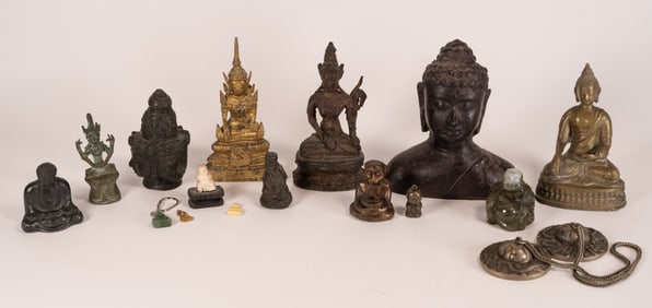 Chinese Tibetan Buddha Collection Bronze Jadeite Figurines Pendants Etc