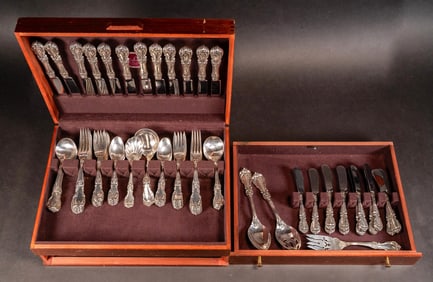 Reed & Barton Sterling Silver Flatware Burgundy Service For 12 Over 2600 Grams