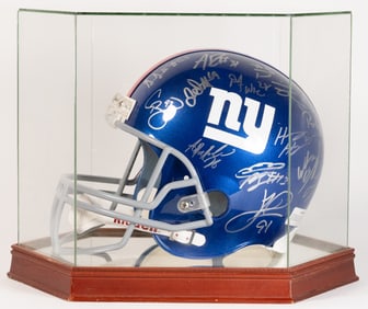 NY Giants Team Signed Helmet Display Certified