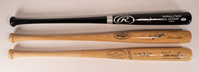 Autographed Baseball Bat Collection Certified Jackson Snider Cabrera PSA