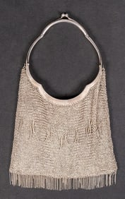 19th c. 800 Silver European Art Deco Flapper Mesh Purse Bag