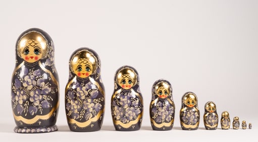 Sergiev Posad Signed Large Matreshka Russian Wooden Nesting Doll