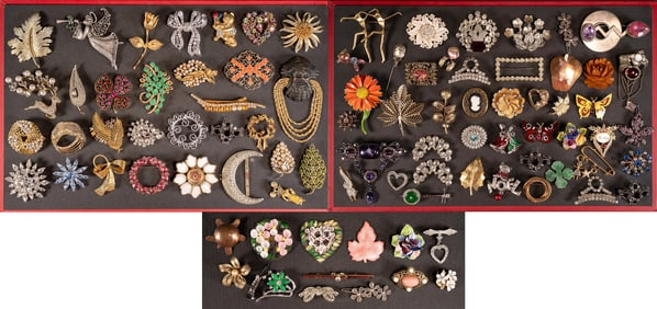 Vintage Costume Jewelry Brooch Pin Collection Signed