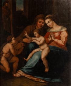 19th C "Madonna Of Divine Love" Oil On Board After Raphael Sanzio ( Italy 1483-1520)