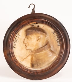16th c. Italian Carved Marble Relief Plaque St. Anthony