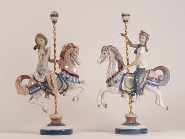 Lladro Porcelain Carousel Horses 1469 & 1470
