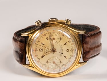 Vintage Retro Orvalco Swiss Chronograph 24K GF Men's Wristwatch Running Condition