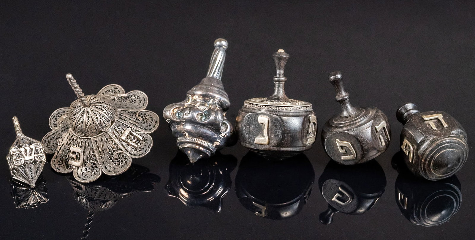 Judaic Sterling Silver Dreidel Collection 6Pcs (1 of 7)