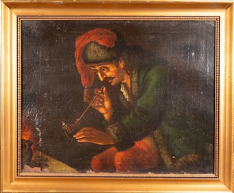 19th C. Dutch Nobleman with Pipe Oil