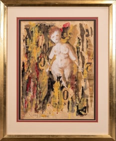 Larry Rivers (American, 1923-2002) Female Nude Mixed Media Pop Art