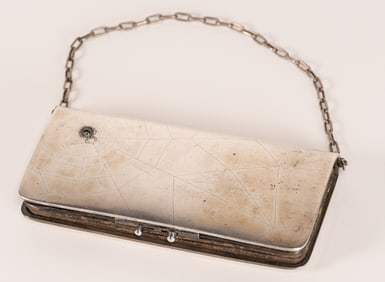 Late 19th Early 20th C German DRGM 800 Silver Spider & Spidersweb Handbag Compact Purse Rare