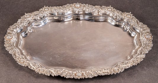 Tiffany & Co Chrysanthemum Sterling Silver Tray Over 1467 Grams