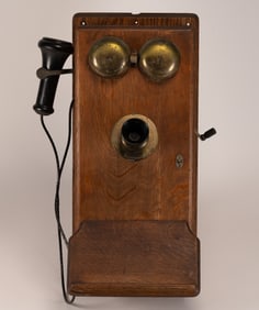 Western Electric American Hand Crank Oak Wood Wall Phone