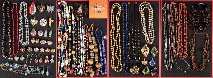 Murano Millefiori Art Glass Venetian Jewelry Collection 53Pcs