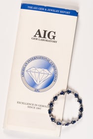 14K Gold Diamond Sapphire Bracelet AIG Certified