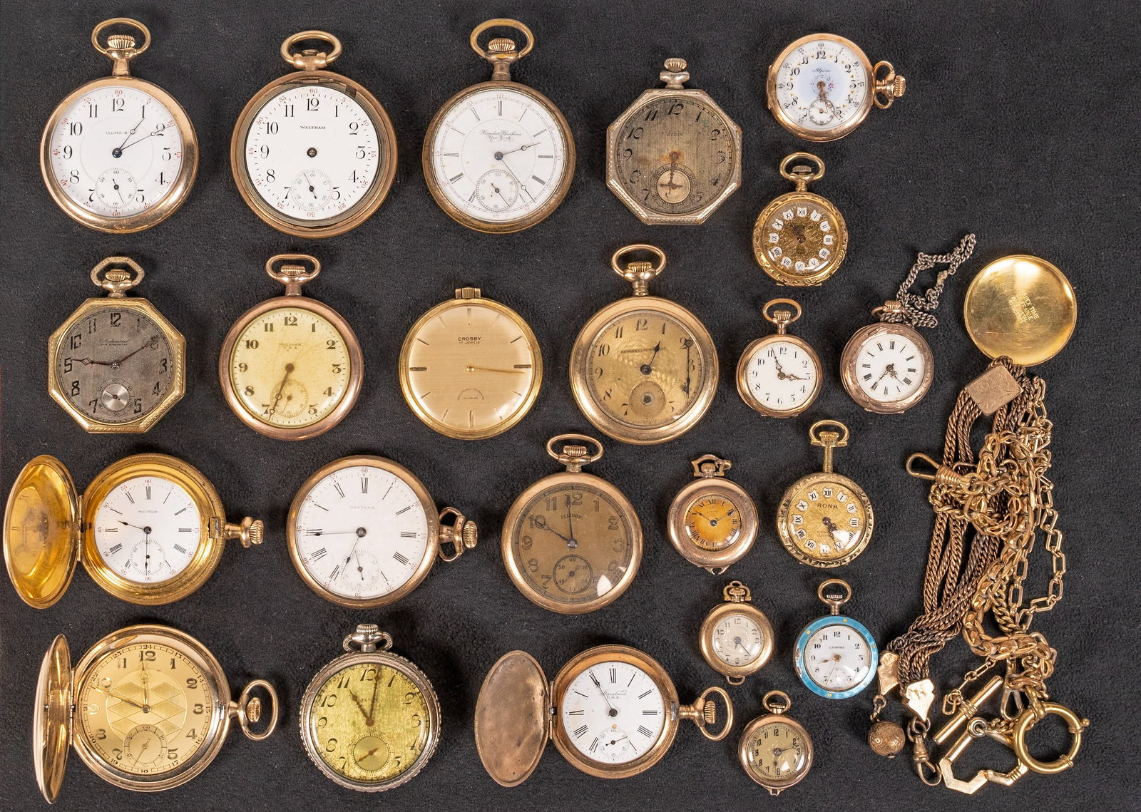 10k-14K Gold Filled And Plated Pocket Watch Collection Pcs Waltham Elgin Illinois Etc 27Pcs (1 of 11)