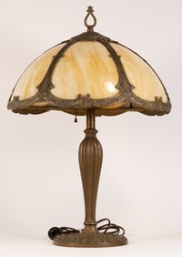 Miller Art Nouveau Caramel Slag Glass Table Lamp