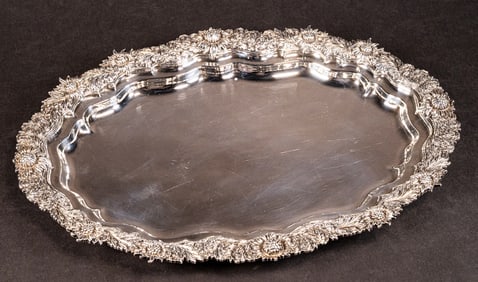 Tiffany & Co Chrysanthemum Sterling Silver Tray Over 1475 Grams