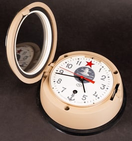Vintage Soviet Submarine 8-Day Wall Clock W Key In Running Condition