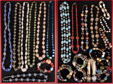 Murano Art Glass Venetian Jewelry Collection Wedding Cake Necklaces Bracelets Watches Etc 26Pcs
