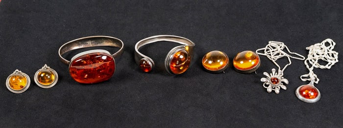 Einer Fehrn Denmark Sterling Silver Amber & Assorted Jewelry 6Pcs