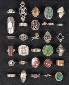 Large Vintage Sterling Silver Ring Collection