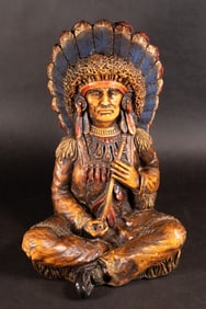 Large Native American Cigar Store Indian Chief Sculpture Display