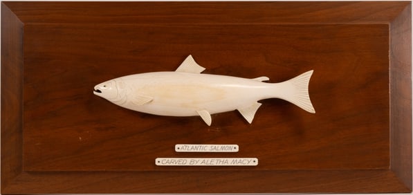 Aletha Macy (American 1901-1971) Carved Atlantic Salmon Wall Plaque