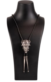 Navajo Native American Sterling Silver 3D Bison Bolo Tie