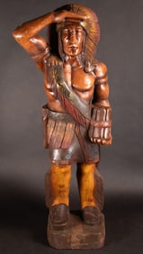 Large Native American Cigar Store Indian Chief Wooden Sculpture Display