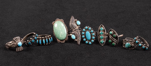 Navajo & Zuni Old Pawn Native American Sterling Silver Ring Collection