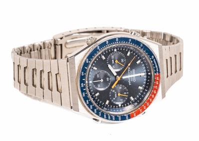 1983 Seiko Chronograph Pepsi Ref 7A28-703A Stainless Steel Wristwatch in Runnnning Condition