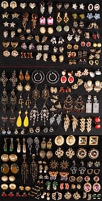 Costume Jewelry Earrings Collection 112 Oscar De La Renta Pairs Austria Swarovski Etc