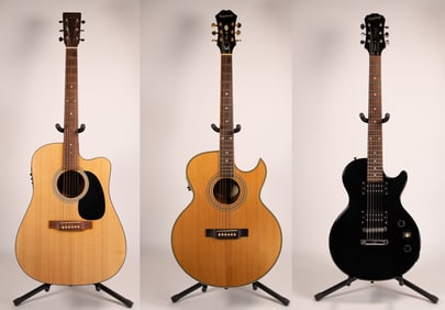 Epiphone PR5-E/N Martin & Co DC-1E Acoustic Electric & Epiphone Special Model Electric Guitar Lot