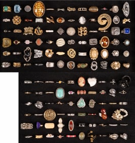 Large Vintage Costume Jewelry Rings Collection